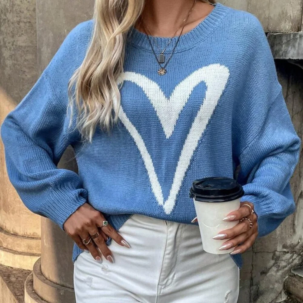 New heart print long sleeve sweater - Picture 3 of 7